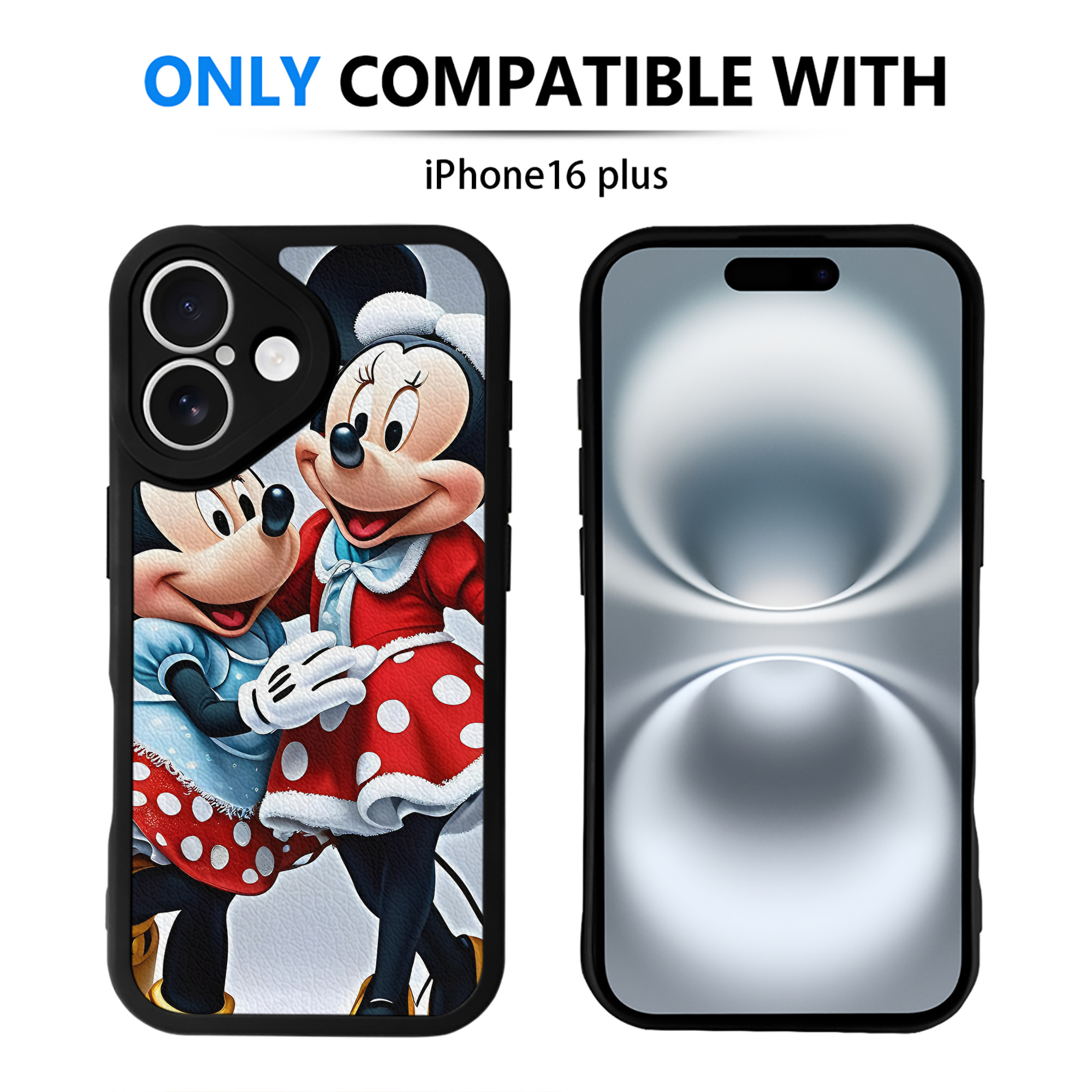 （画像用） ミッキーマウス Mickey Mouse 【iPhone 16シリーズ対応】シリコンスマホケース（レザー調） 材質：シリコン